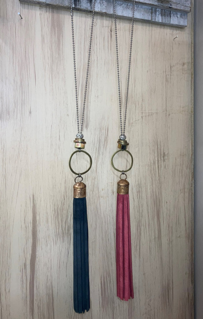 J Coons Colored Leather Fringe Necklace