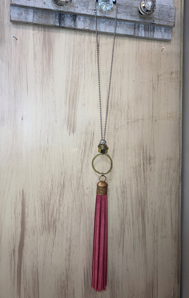 J Coons Colored Leather Fringe Necklace