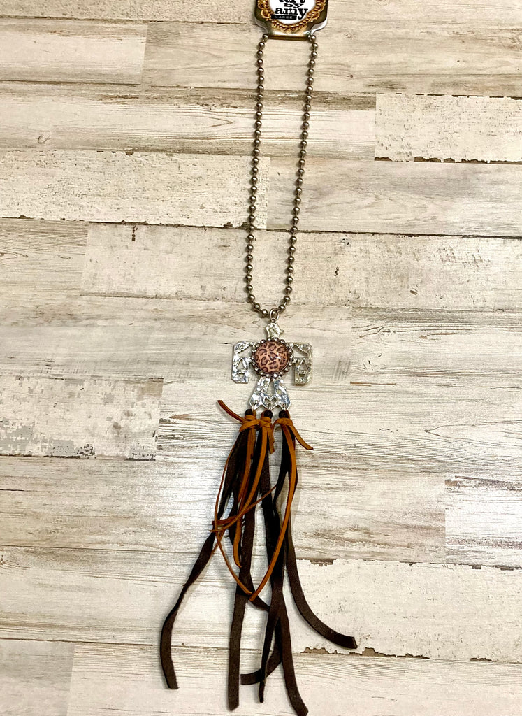 Art By Amy Silver Thunder Bird Necklace w/ Leather Tassel