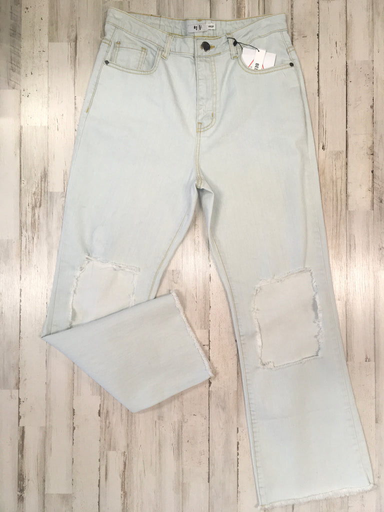 New Vintage White Wash Bell Botton Jean