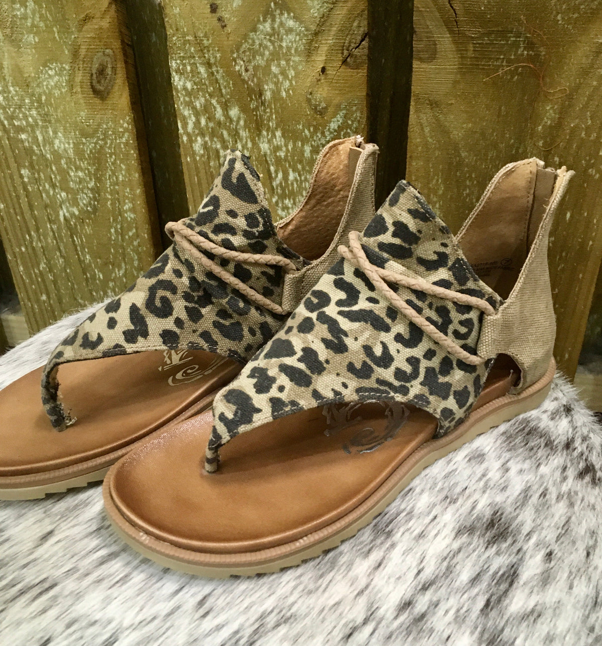 Tan and leopard print sandals store